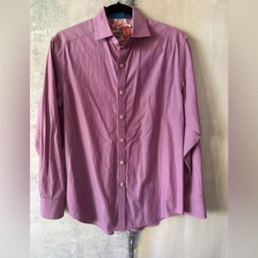ROBERT GRAHAM Purple Pinstripe Button Down Shirt, S